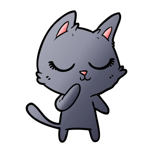 Calma Dibujos Animados Gato Teniendo Cuenta — Archivo Imágenes Vectoriales