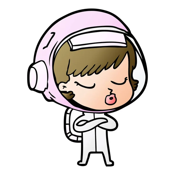 Desenho Animado Menina Astronauta Bonita — Vetor de Stock