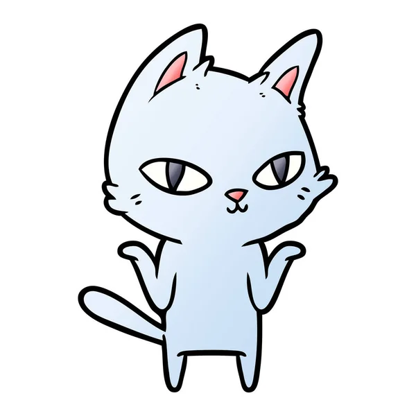 Vector Illustration Cartoon Cat Staring — Stock Vector