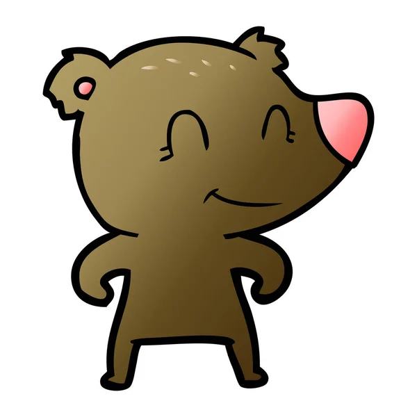 Ilustração Vetorial Desenhos Animados Urso Sorridente — Vetor de Stock