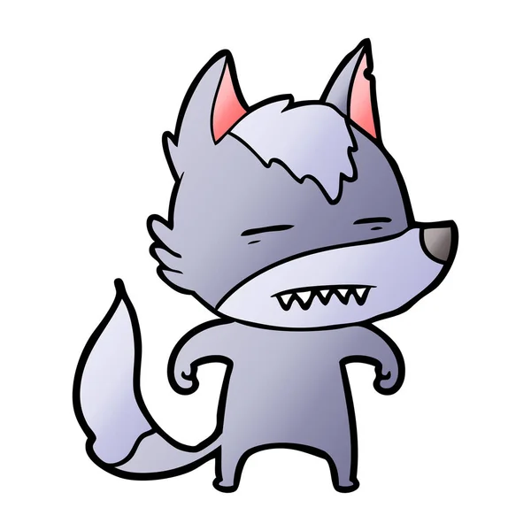 Cartoon Wolf Showing Teeth — Stock Vector