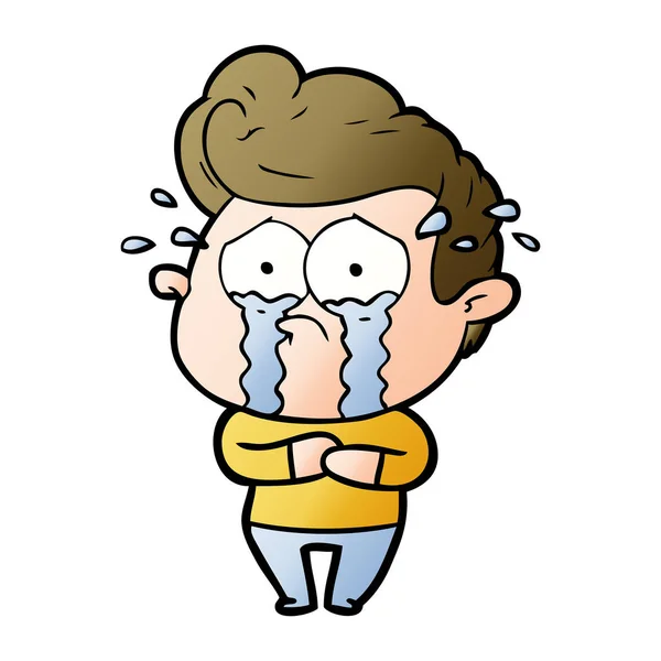 Vector Illustration Cartoon Crying Man — Stock Vector