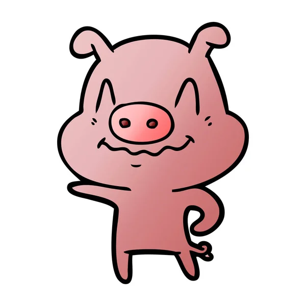 Illustration Vectorielle Cochon Dessin Animé Nerveux — Image vectorielle