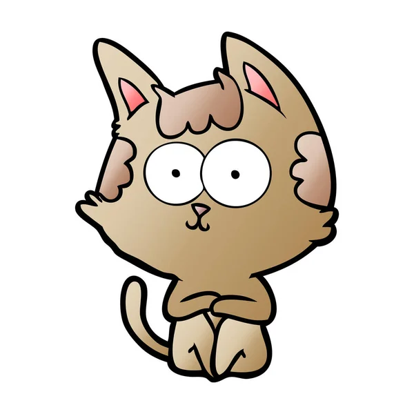 Vectorillustratie Van Happy Cartoon Kat — Stockvector