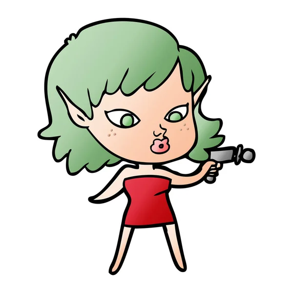 Jolie Fille Dessin Animé Avec Ray Gun — Image vectorielle