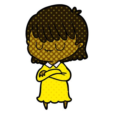 Çizgi filmdeki kadının vektör çizimi