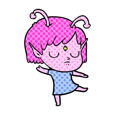 vektör çizim karikatür uzaylı kız