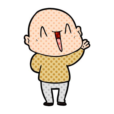 mutlu karikatür kel adam