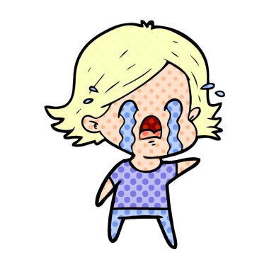 vektör çizim karikatür kadının ağladığını