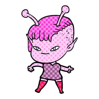 sevimli çizgi uzaylı kız