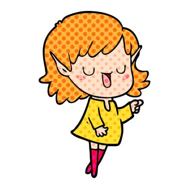 vektör çizim karikatür elf kızı