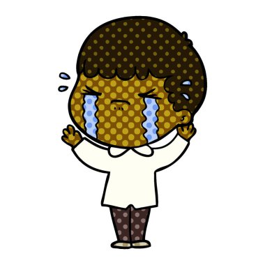 vektör çizim karikatür adam ağlıyor