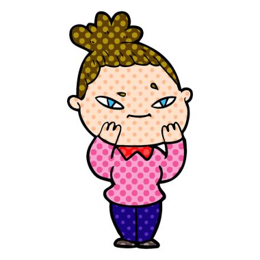 Çizgi filmdeki kadının vektör çizimi