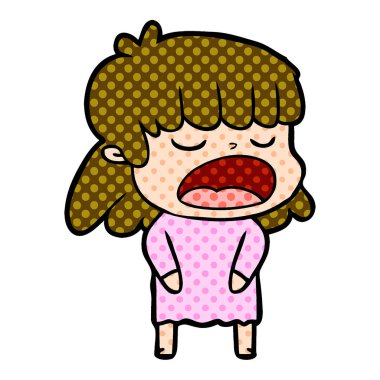 yüksek sesle konuşuyor karikatür kadın