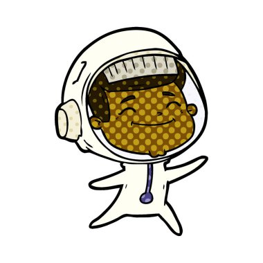 mutlu karikatür astronot vektör çizim