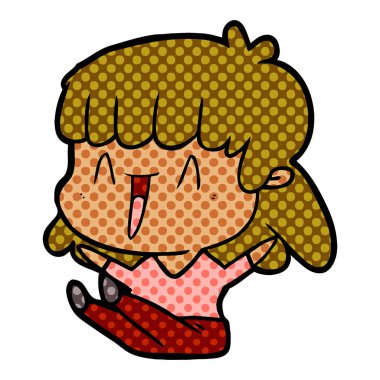 Çizgi filmdeki kadının vektör çizimi