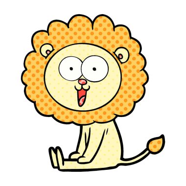 mutlu karikatür aslan vektör çizim