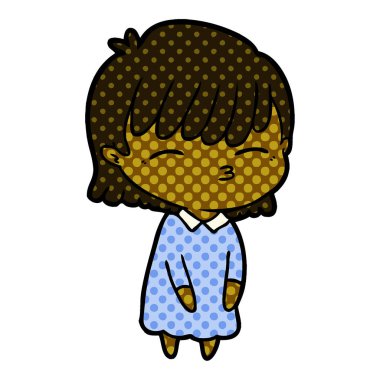 Çizgi filmdeki kadının vektör çizimi