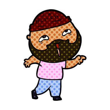 Çizgi film mutlu sakallı adam