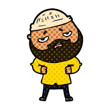 Sakallı endişeli adam çizgi film