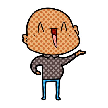 mutlu karikatür kel adam