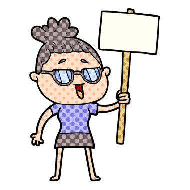 vektör çizim karikatür mutlu kadın