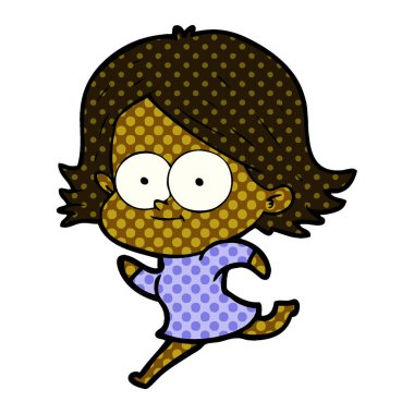 mutlu çizgi film kız vektör çizim