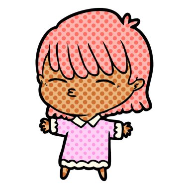 Çizgi filmdeki kadının vektör çizimi