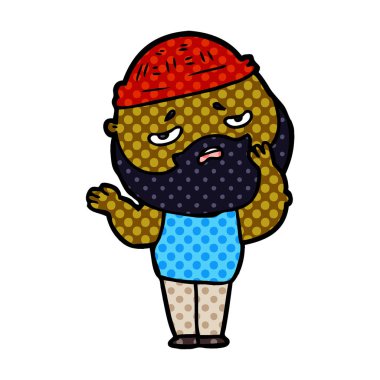 Sakallı endişeli adam çizgi film