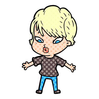 Çizgi filmdeki kadının vektör çizimi