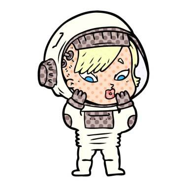 vektör çizim karikatür astronot kadın