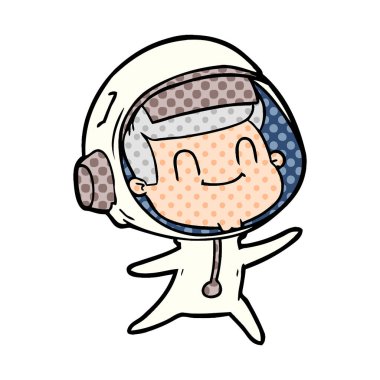 mutlu karikatür astronot vektör çizim