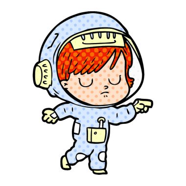 vektör çizim karikatür astronot kadın