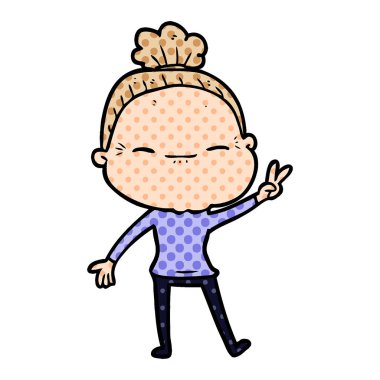 çizgi film huzurlu yaşlı kadın