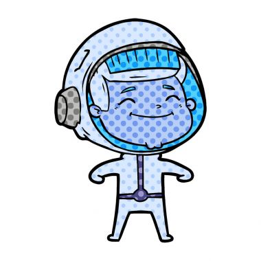 mutlu karikatür astronot vektör çizim