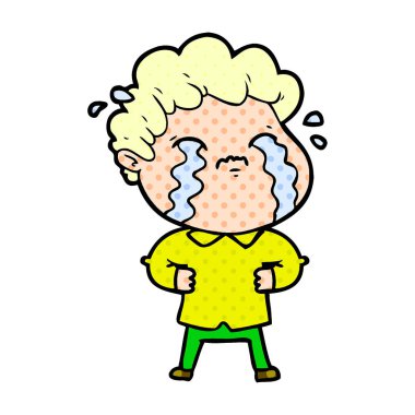 vektör çizim karikatür adam ağlıyor