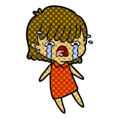 vektör çizim karikatür kız ağlıyor