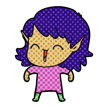 vektör çizim karikatür elf kızı