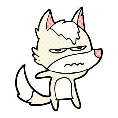 vektör çizim karikatür rahatsız kurt