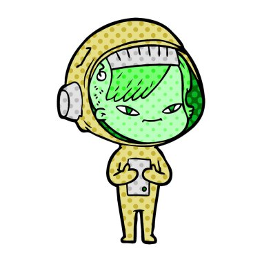 vektör çizim karikatür astronot kadın