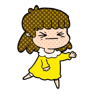 vektör çizim karikatür kızgın kız
