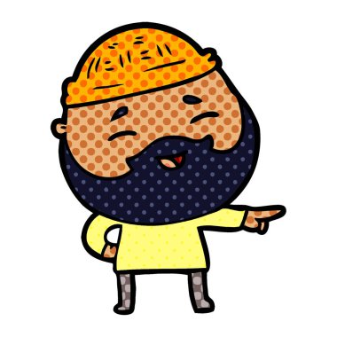 Çizgi film mutlu sakallı adam