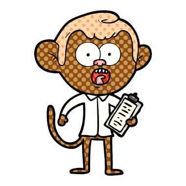 vektör çizim karikatür şok maymun