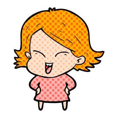 mutlu çizgi film kız vektör çizim