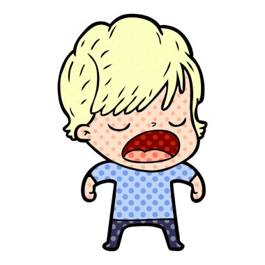 yüksek sesle konuşuyor karikatür kadın