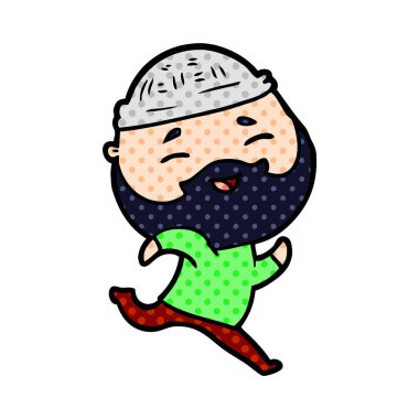 Çizgi film mutlu sakallı adam