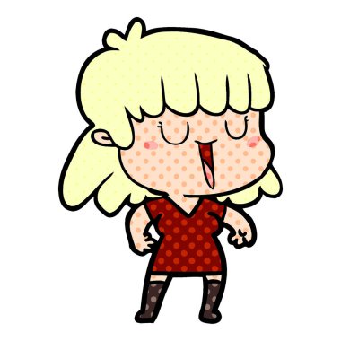 Çizgi filmdeki kadının vektör çizimi