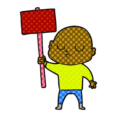 vektör çizim karikatür kel adam