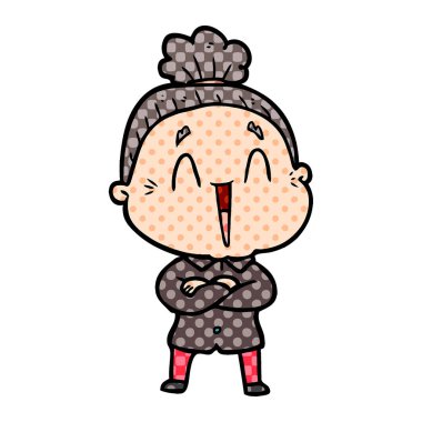 karikatür mutlu yaşlı kadın