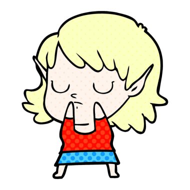 vektör çizim karikatür elf kızı